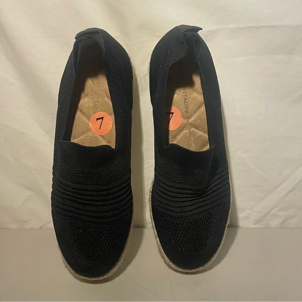 Adrienne Vittadini Black Slip-On Shoes size 7 espadrilles style heel (1 1/2”) - Picture 1 of 6